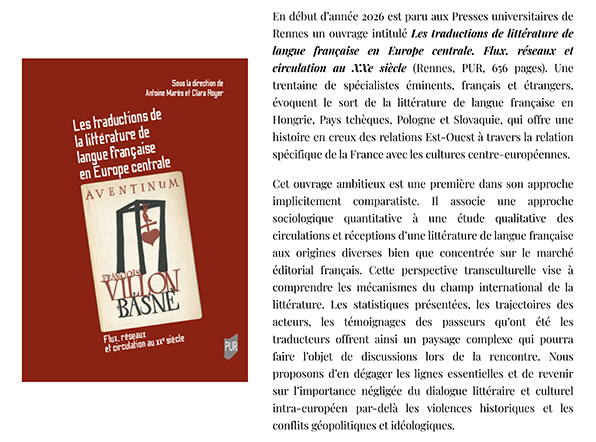 Les traductions de littérature de langue française en Europe centrale